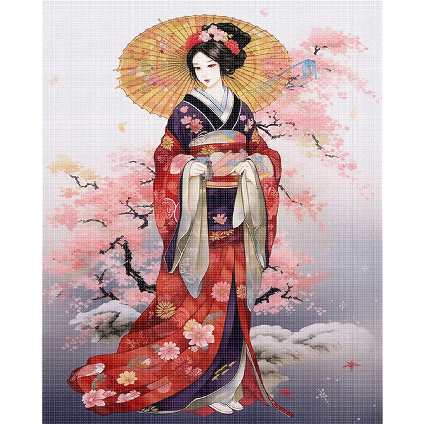 Japanese Geisha - Full 11CT Stamped Cross Stitch 40x50CM - Huacan