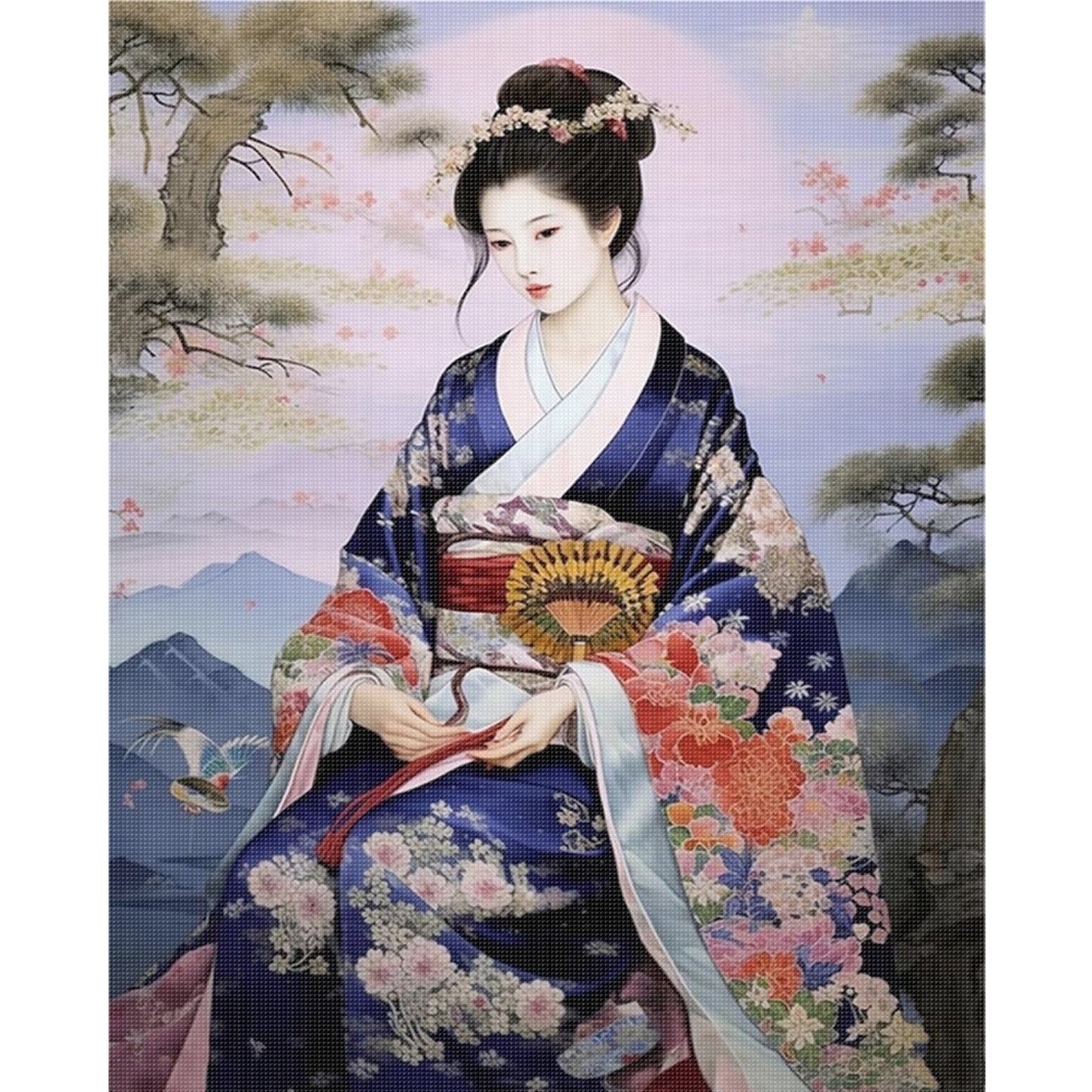 Japanese Geisha - Full 11CT Stamped Cross Stitch 40x50CM - Huacan