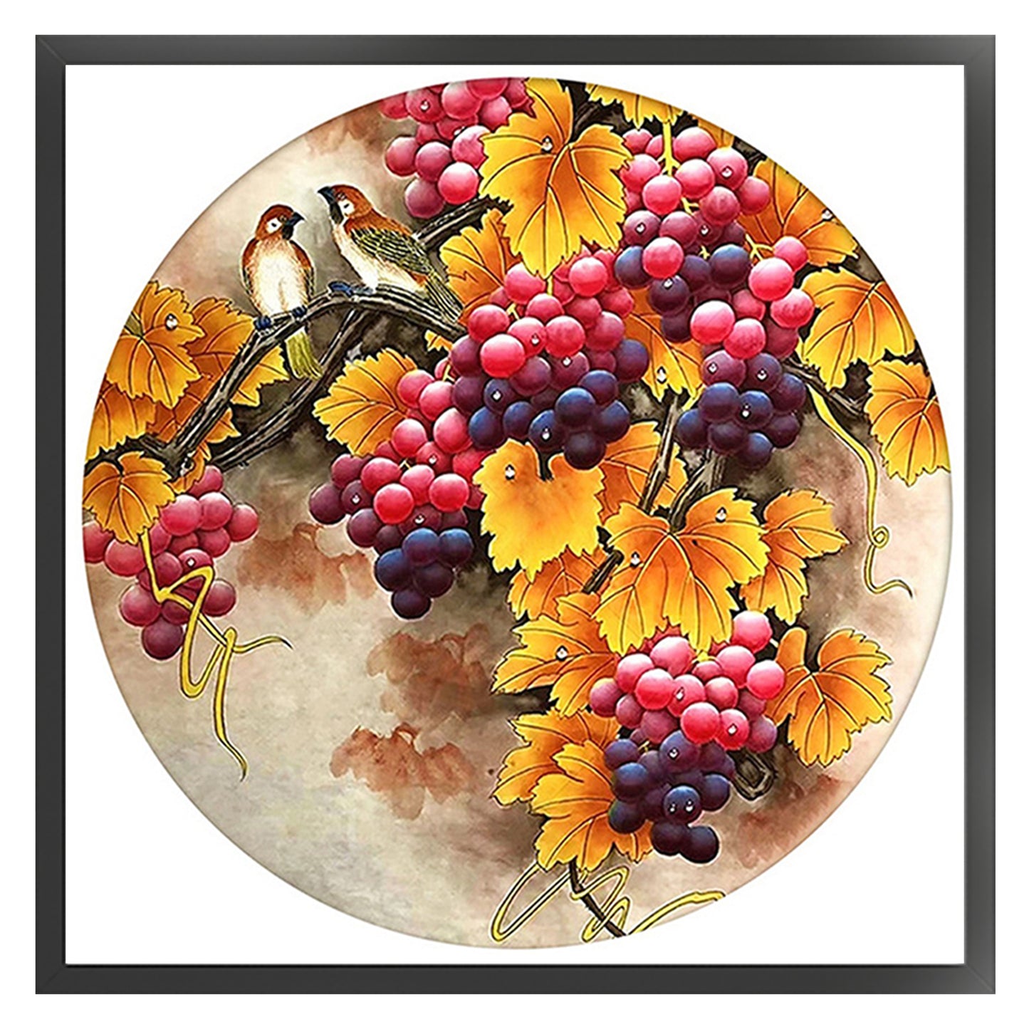 Grapes And Birds - Full 11CT Stamped Cross Stitch 40x40CM - Huacan