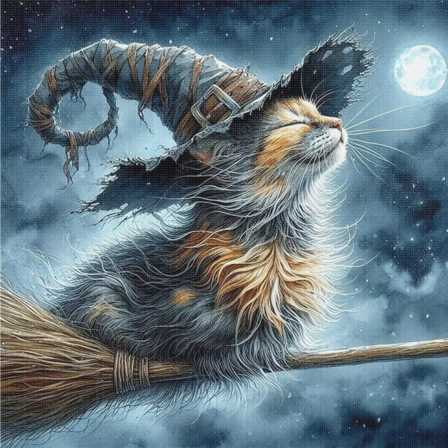Magic Cat - Full 14CT Counted Cross Stitch 40x40CM - Yishu