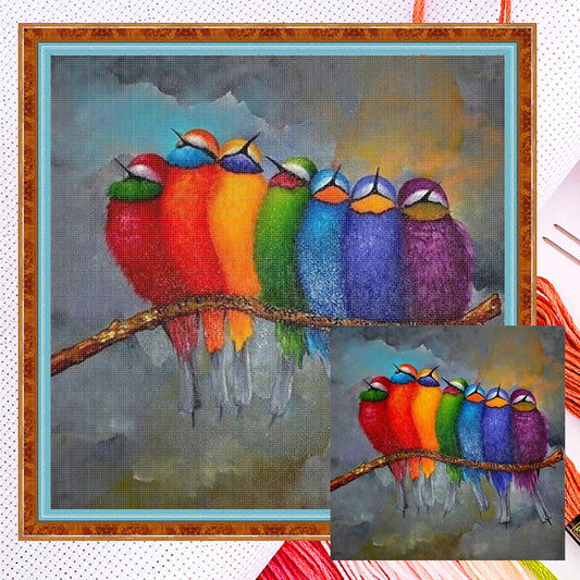 Colorful Birds - Full 14CT Counted Cross Stitch 50x50CM - Yishu