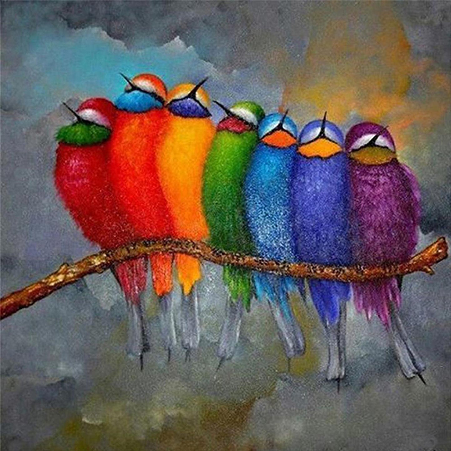 Colorful Birds - Full 14CT Counted Cross Stitch 50x50CM - Yishu