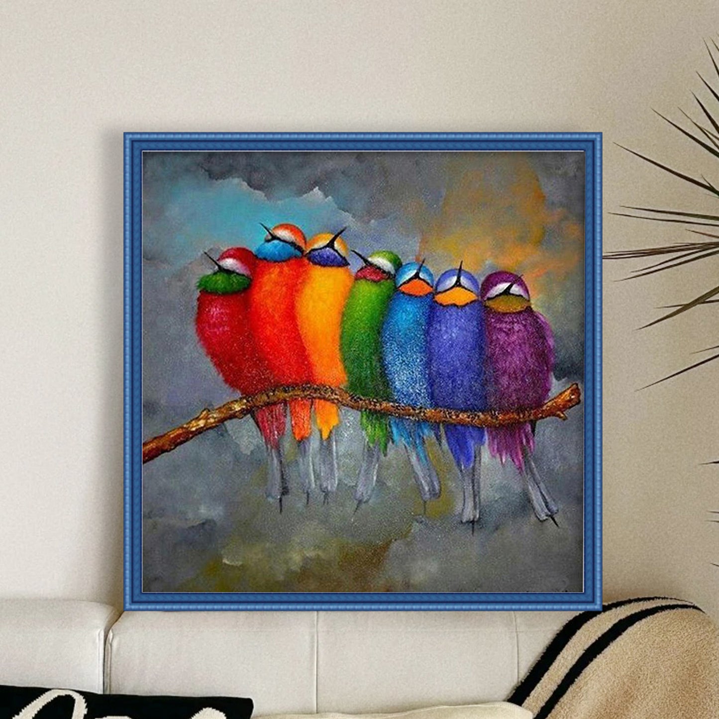Colorful Birds - Full 14CT Counted Cross Stitch 50x50CM - Yishu