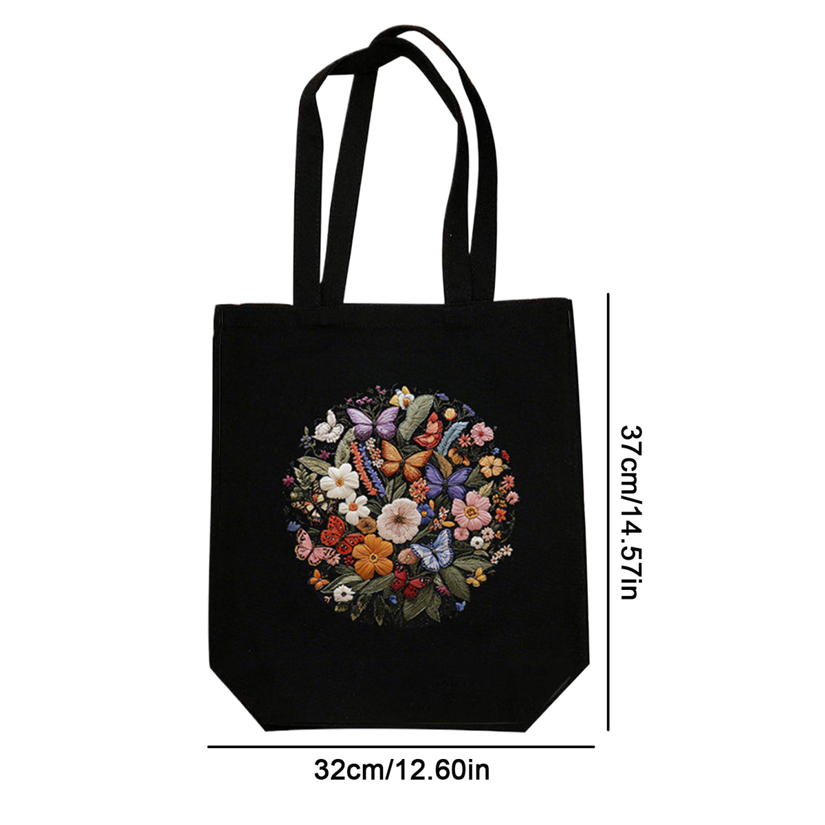 Butterfly And Flower - DIY Embroidery Cross Stitch Kit with Pattern Cotton Threads Needles Hoop 32×37CM/12.60×14.57in