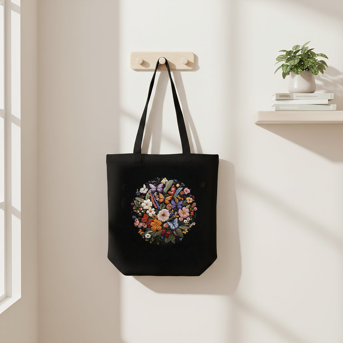 Butterfly And Flower - DIY Embroidery Cross Stitch Kit with Pattern Cotton Threads Needles Hoop 32×37CM/12.60×14.57in