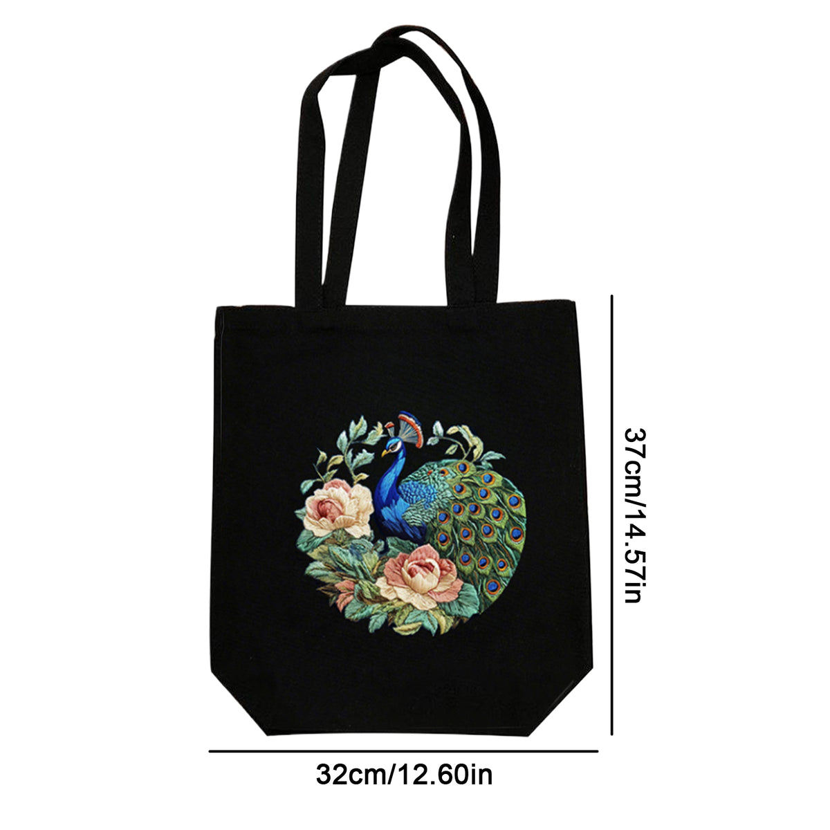 Green Peacock - DIY Embroidery Cross Stitch Kit with Pattern Cotton Threads Needles Hoop 32×37CM/12.60×14.57in