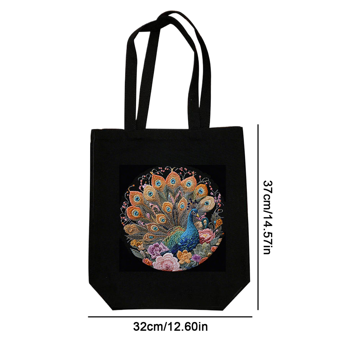 Peacock And Flowers - DIY Embroidery Cross Stitch Kit with Pattern Cotton Threads Needles Hoop 32×37CM/12.60×14.57in