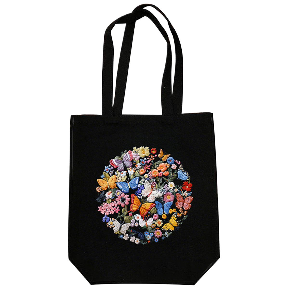 Butterfly And Flower - DIY Embroidery Cross Stitch Kit with Pattern Cotton Threads Needles Hoop 32×37CM/12.60×14.57in