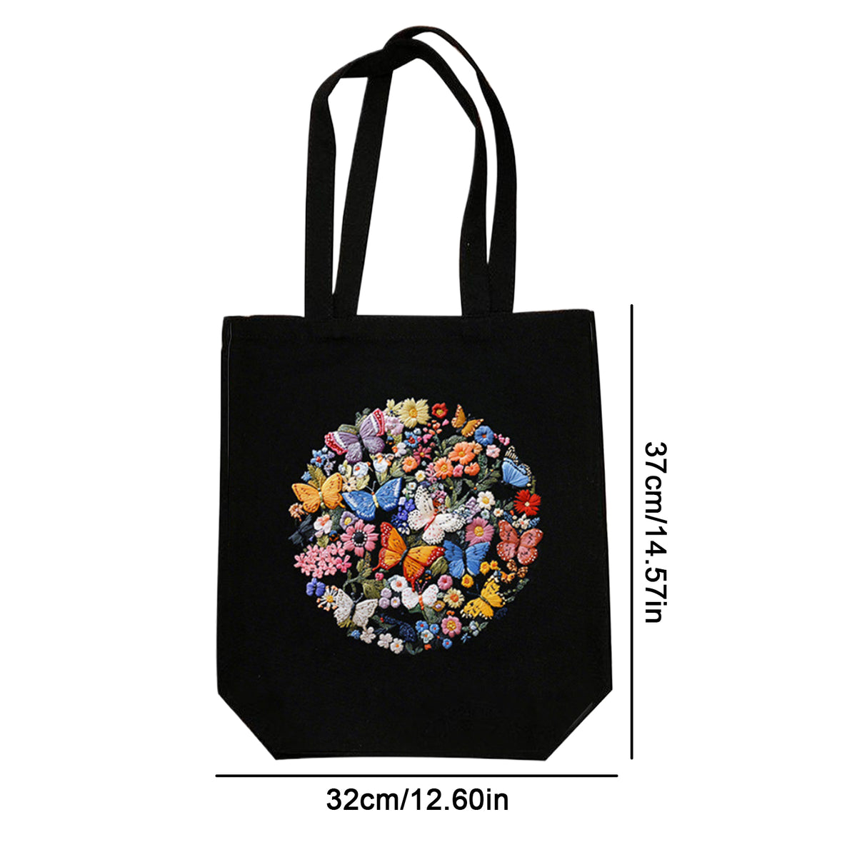 Butterfly And Flower - DIY Embroidery Cross Stitch Kit with Pattern Cotton Threads Needles Hoop 32×37CM/12.60×14.57in