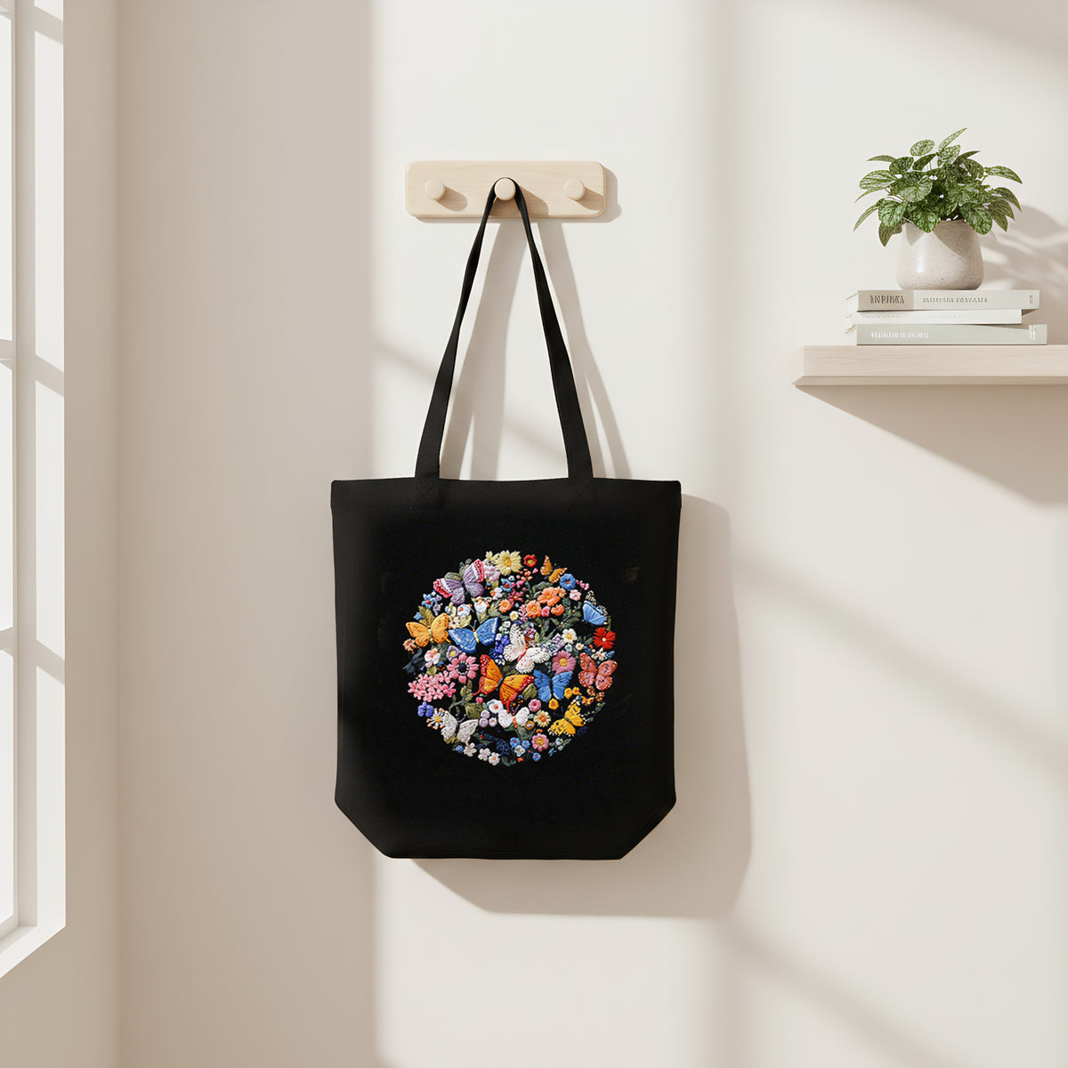 Butterfly And Flower - DIY Embroidery Cross Stitch Kit with Pattern Cotton Threads Needles Hoop 32×37CM/12.60×14.57in
