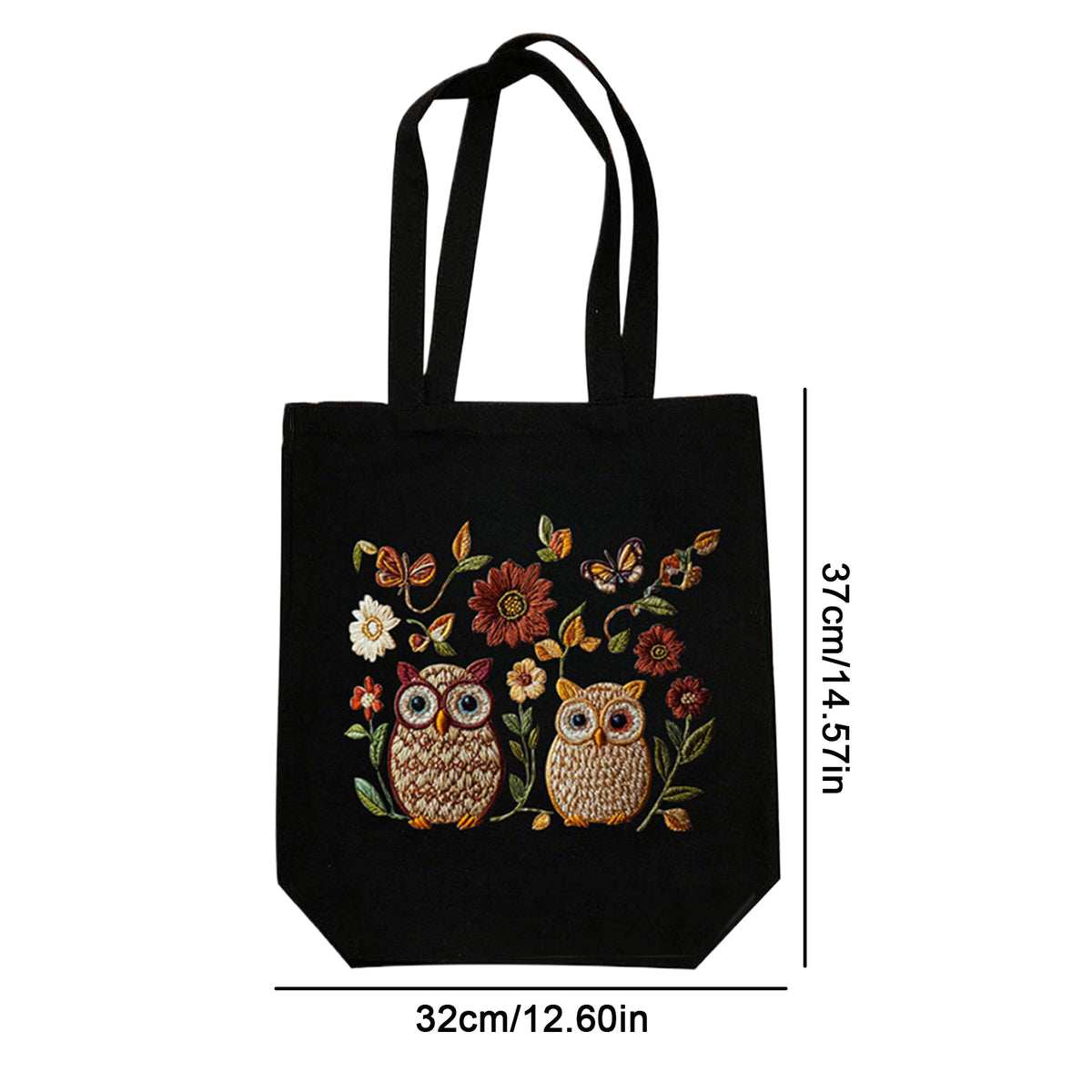 Two Owls - DIY Embroidery Cross Stitch Kit with Pattern Cotton Threads Needles Hoop 32×37CM/12.60×14.57in