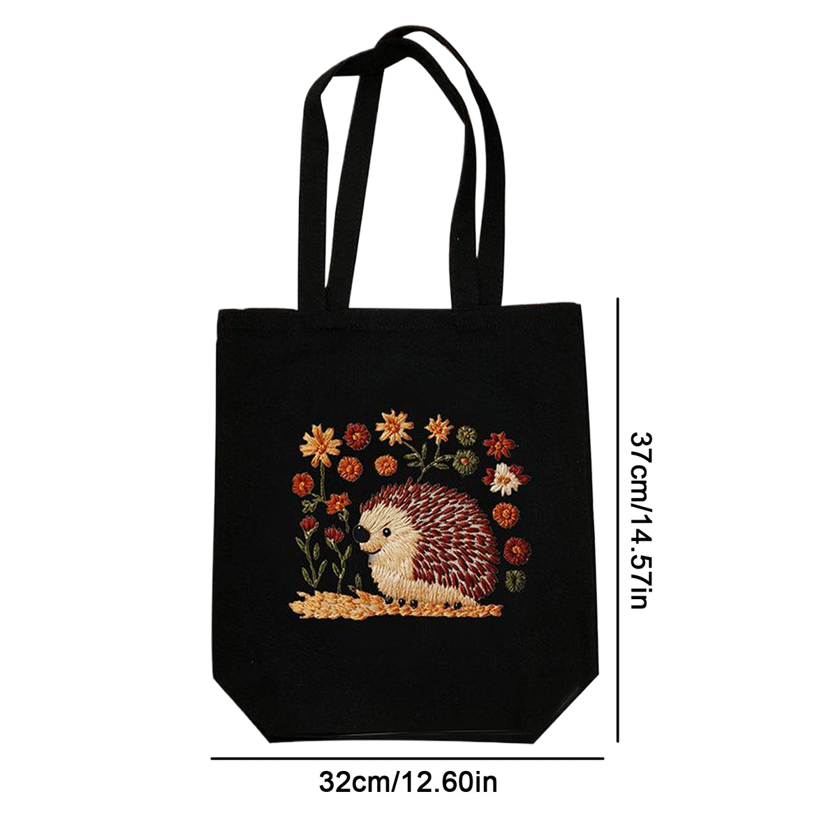 Hedgehog - DIY Embroidery Cross Stitch Kit with Pattern Cotton Threads Needles Hoop 32×37CM/12.60×14.57in
