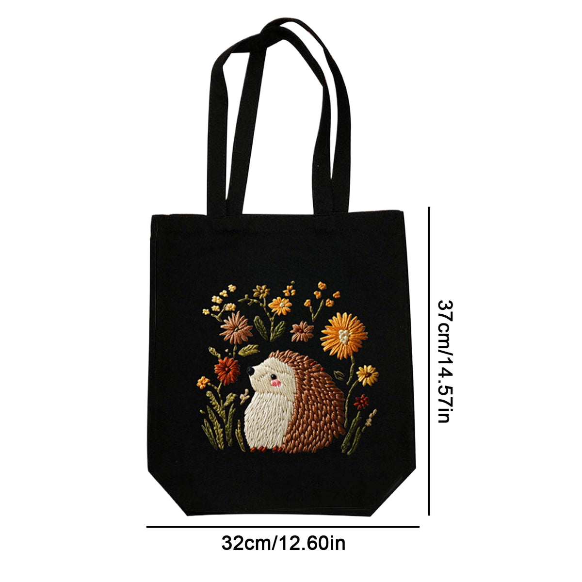 Hedgehog And Flower - DIY Embroidery Cross Stitch Kit with Pattern Cotton Threads Needles Hoop 32×37CM/12.60×14.57in