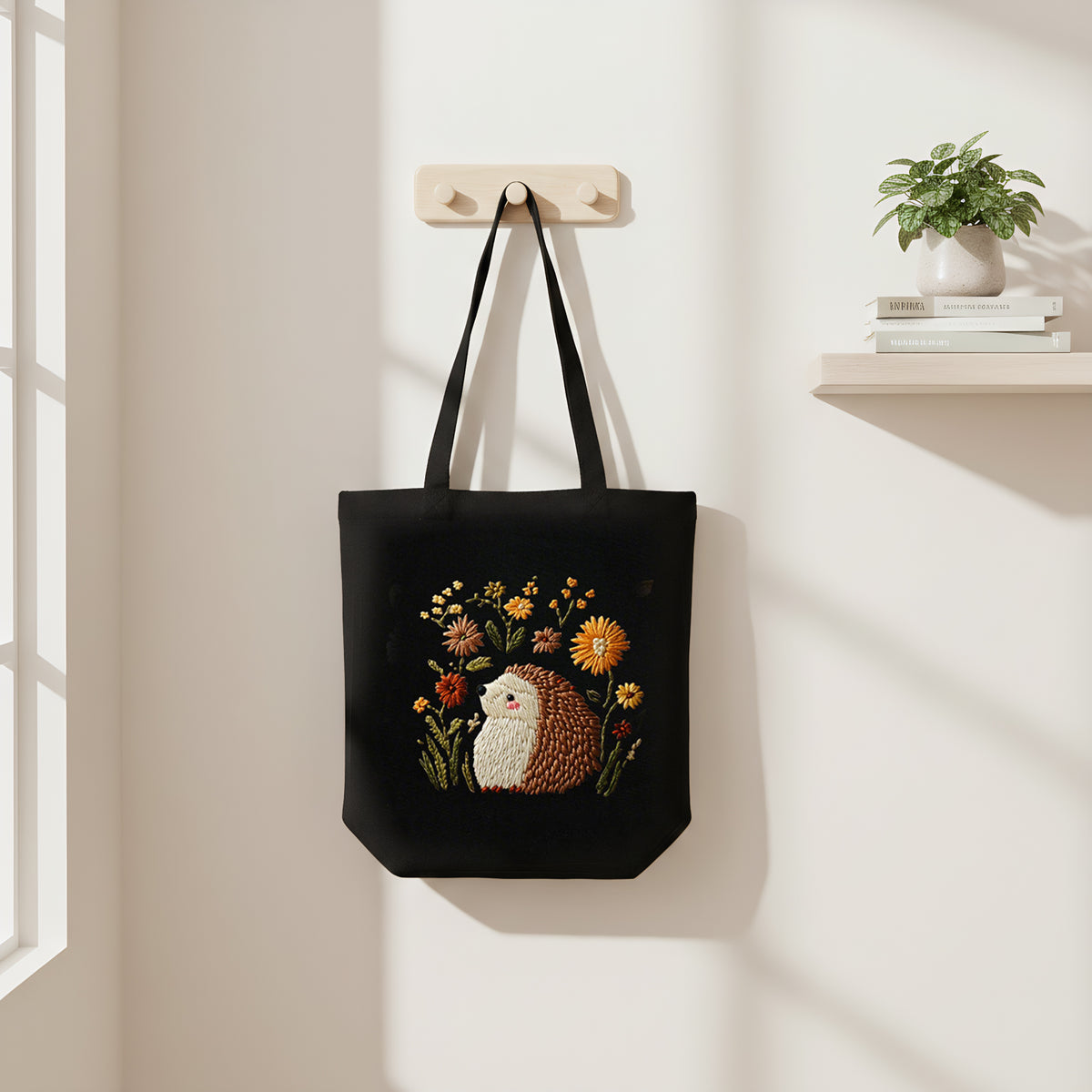 Hedgehog And Flower - DIY Embroidery Cross Stitch Kit with Pattern Cotton Threads Needles Hoop 32×37CM/12.60×14.57in