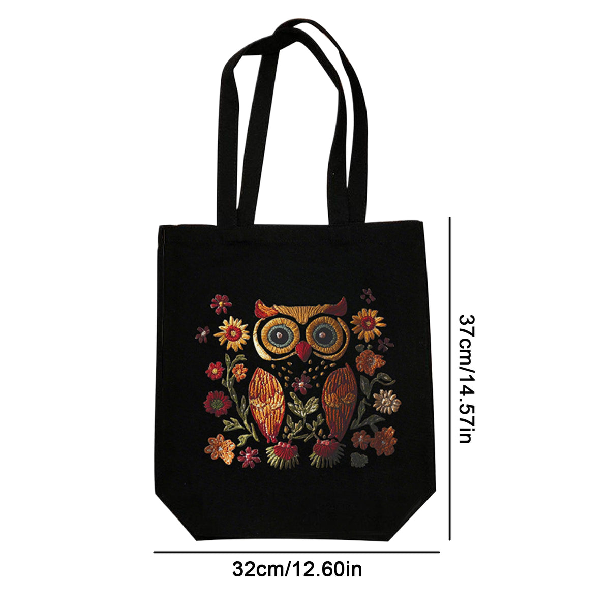 Eule – DIY-Stickpackung Kreuzstich-Set mit Zählmuster, Baumwollgarnen, Nadeln und Stickrahmen 32×37 cm