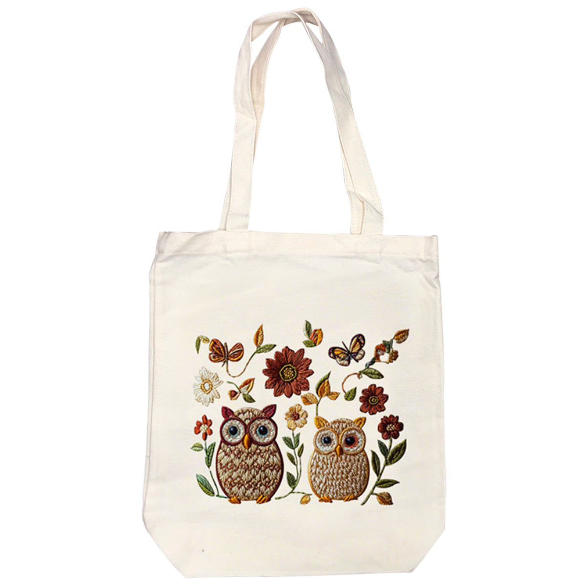 Owls And Flowers - DIY Embroidery Cross Stitch Kit with Pattern Cotton Threads Needles Hoop 32×37CM/12.60×14.57in