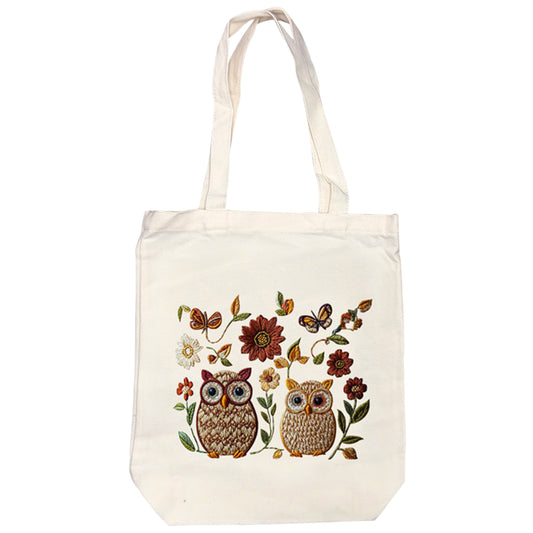 Owls And Flowers - DIY Embroidery Cross Stitch Kit with Pattern Cotton Threads Needles Hoop 32×37CM/12.60×14.57in