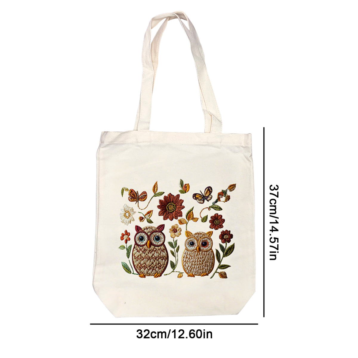 Owls And Flowers - DIY Embroidery Cross Stitch Kit with Pattern Cotton Threads Needles Hoop 32×37CM/12.60×14.57in