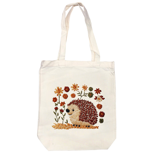 Hedgehog And Flower - DIY Embroidery Cross Stitch Kit with Pattern Cotton Threads Needles Hoop 32×37CM/12.60×14.57in