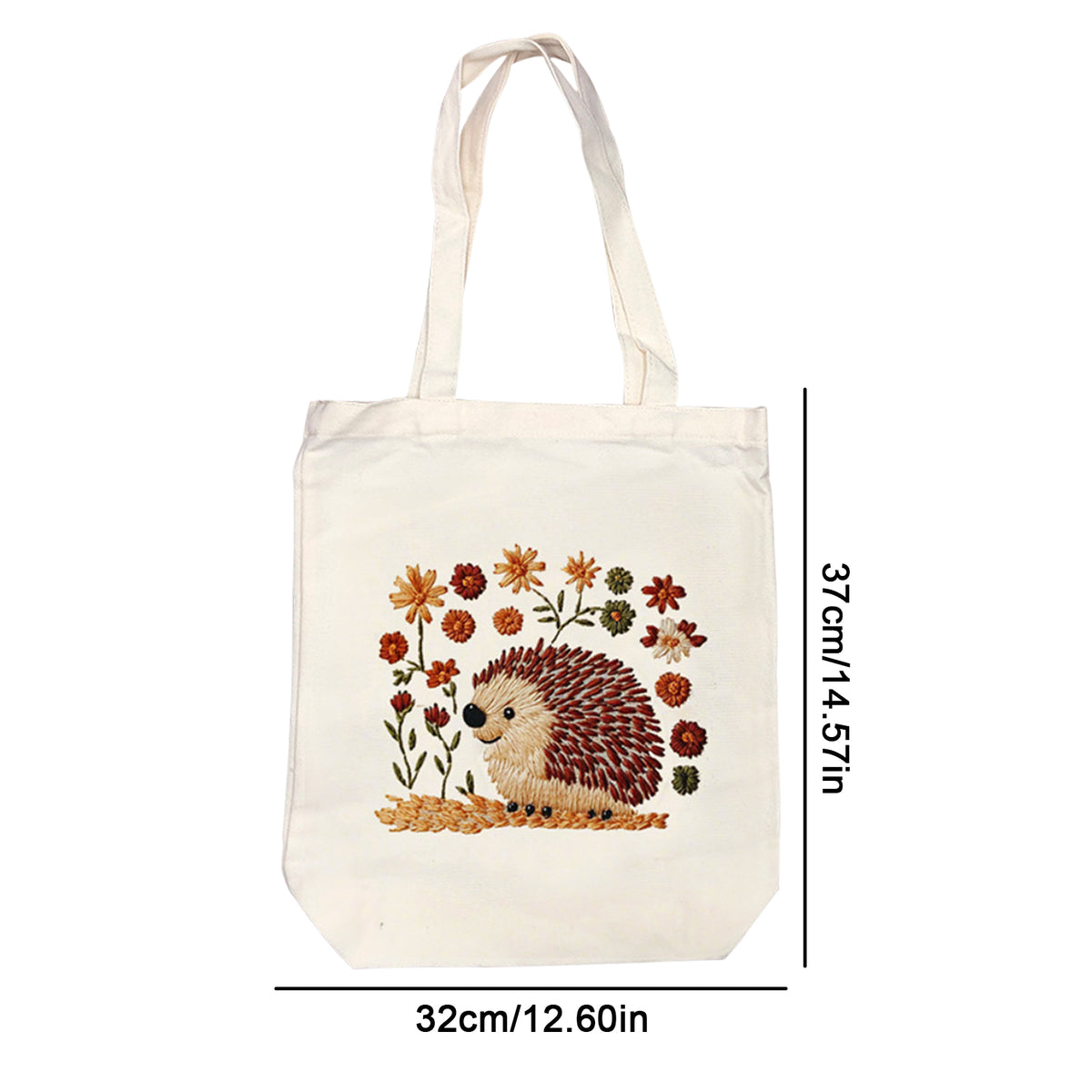 Hedgehog And Flower - DIY Embroidery Cross Stitch Kit with Pattern Cotton Threads Needles Hoop 32×37CM/12.60×14.57in