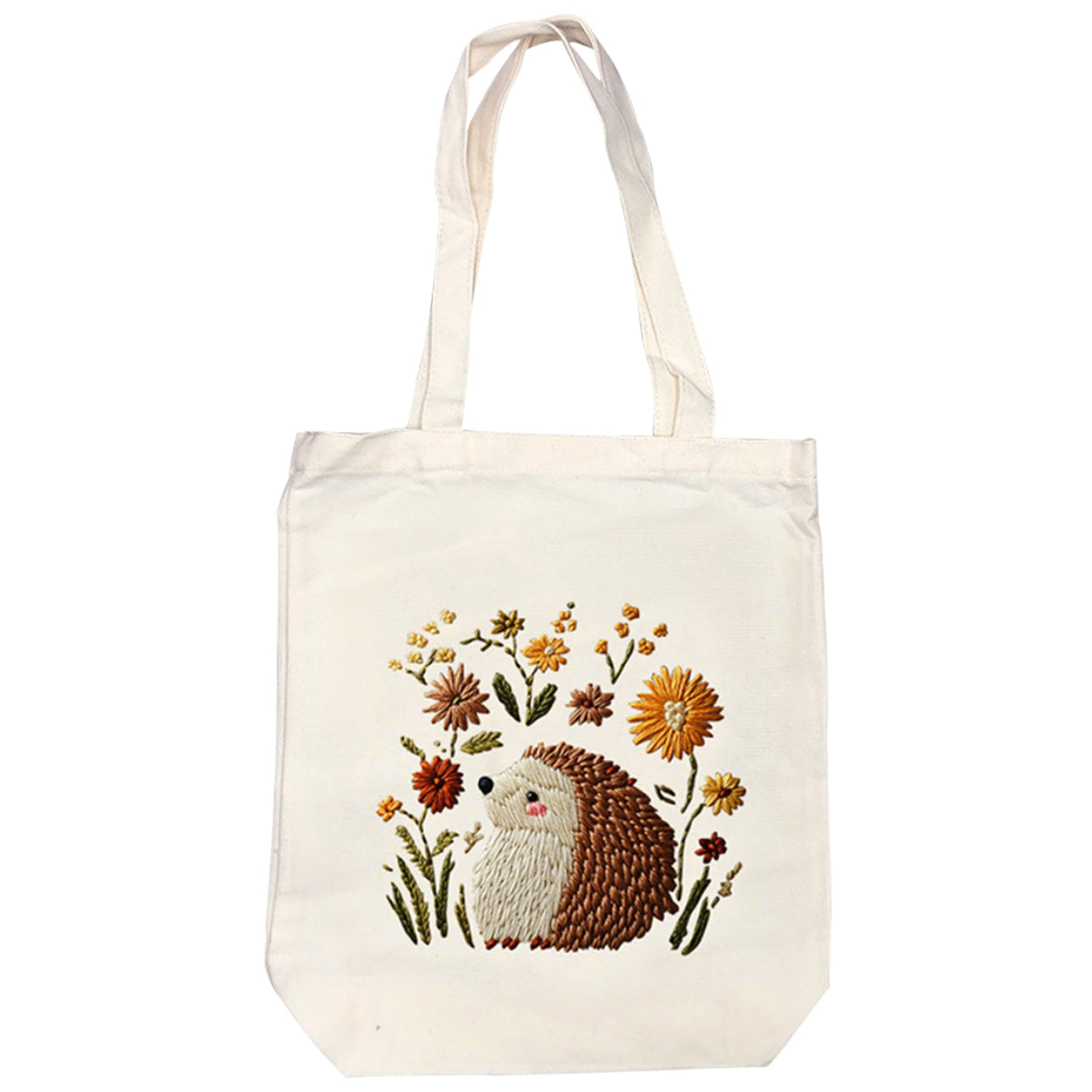 Hedgehog And Flower - DIY Embroidery Cross Stitch Kit with Pattern Cotton Threads Needles Hoop 32×37CM/12.60×14.57in