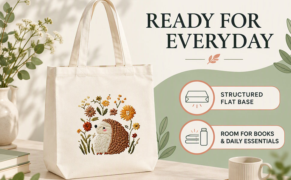 Hedgehog And Flower - DIY Embroidery Cross Stitch Kit with Pattern Cotton Threads Needles Hoop 32×37CM/12.60×14.57in