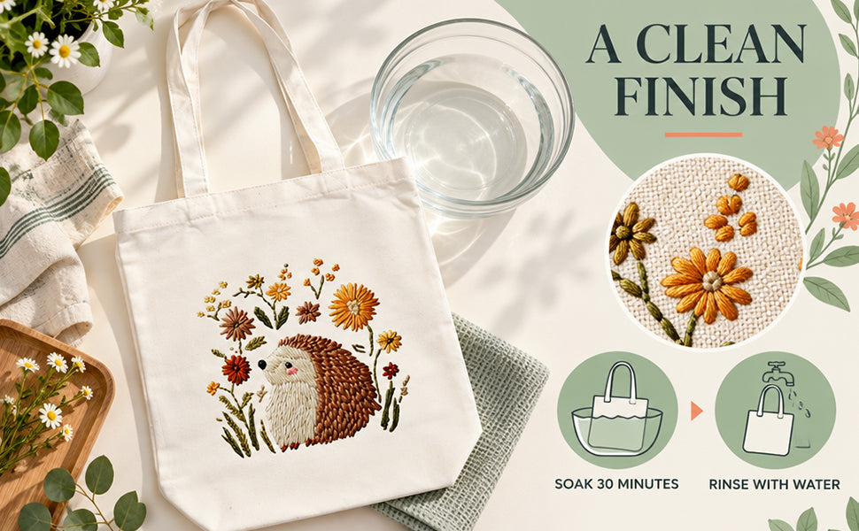 Hedgehog And Flower - DIY Embroidery Cross Stitch Kit with Pattern Cotton Threads Needles Hoop 32×37CM/12.60×14.57in