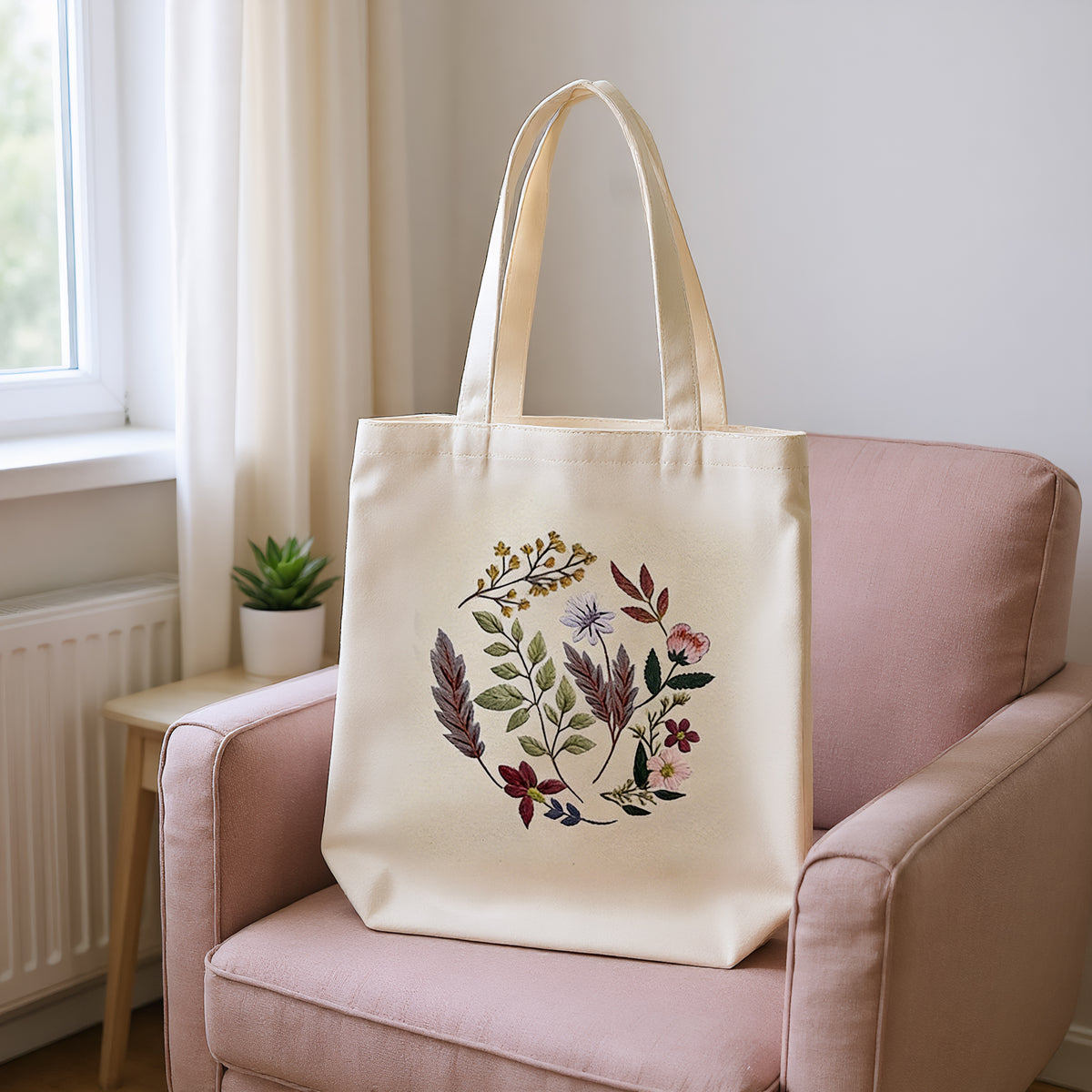 Flowers And Grass - DIY Embroidery Cross Stitch Kit with Pattern Cotton Threads Needles Hoop 32×37CM/12.60×14.57in