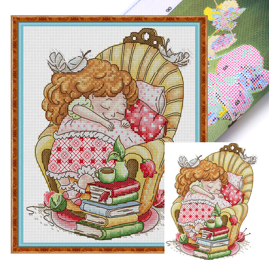Wish You Sweet Dreams - Partial 14CT Stamped Cross Stitch 21x27CM - Joy Sunday Backstitch+Half Cross Stitch