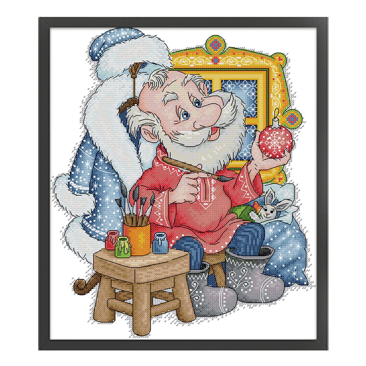 Santa Claus Studio - Partial 14CT Stamped Cross Stitch 32x36CM - Joy Sunday Backstitch+Half Cross Stitch