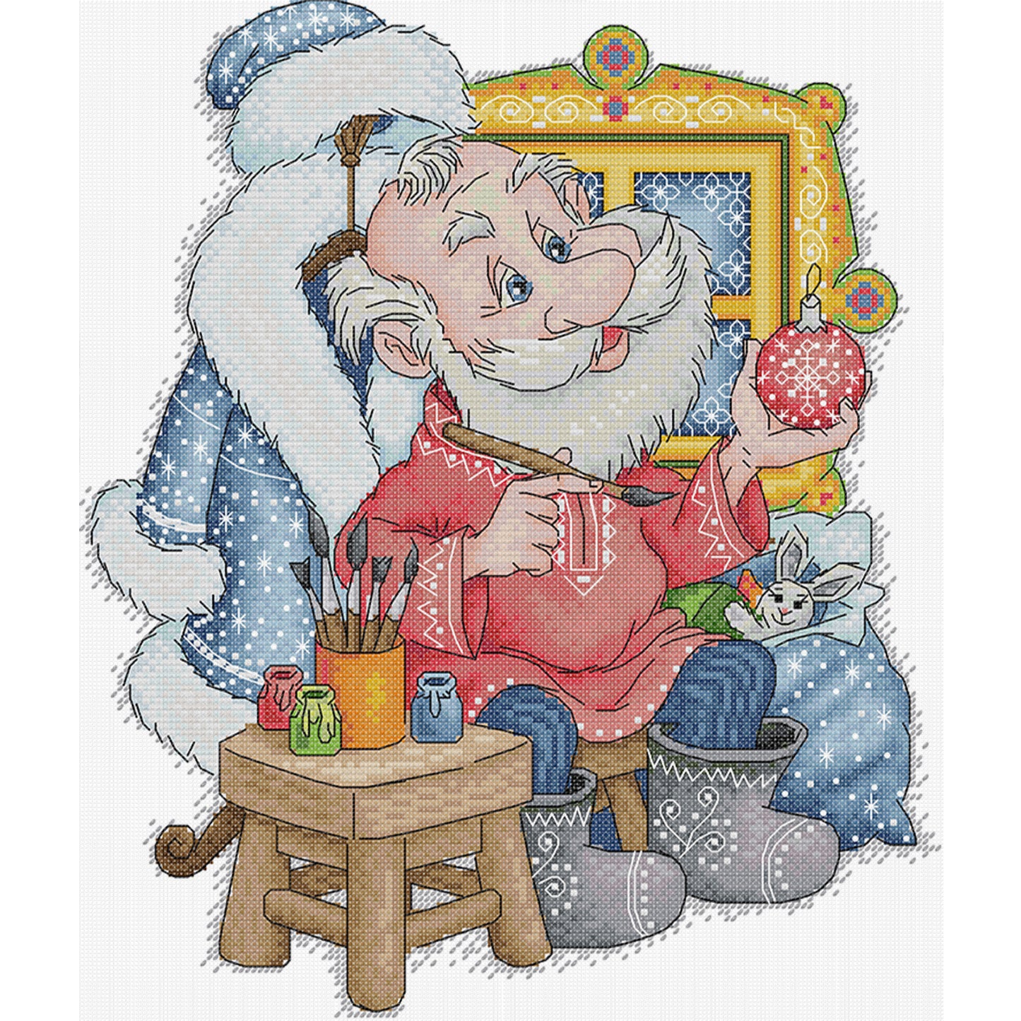Santa Claus Studio - Partial 14CT Stamped Cross Stitch 32x36CM - Joy Sunday Backstitch+Half Cross Stitch