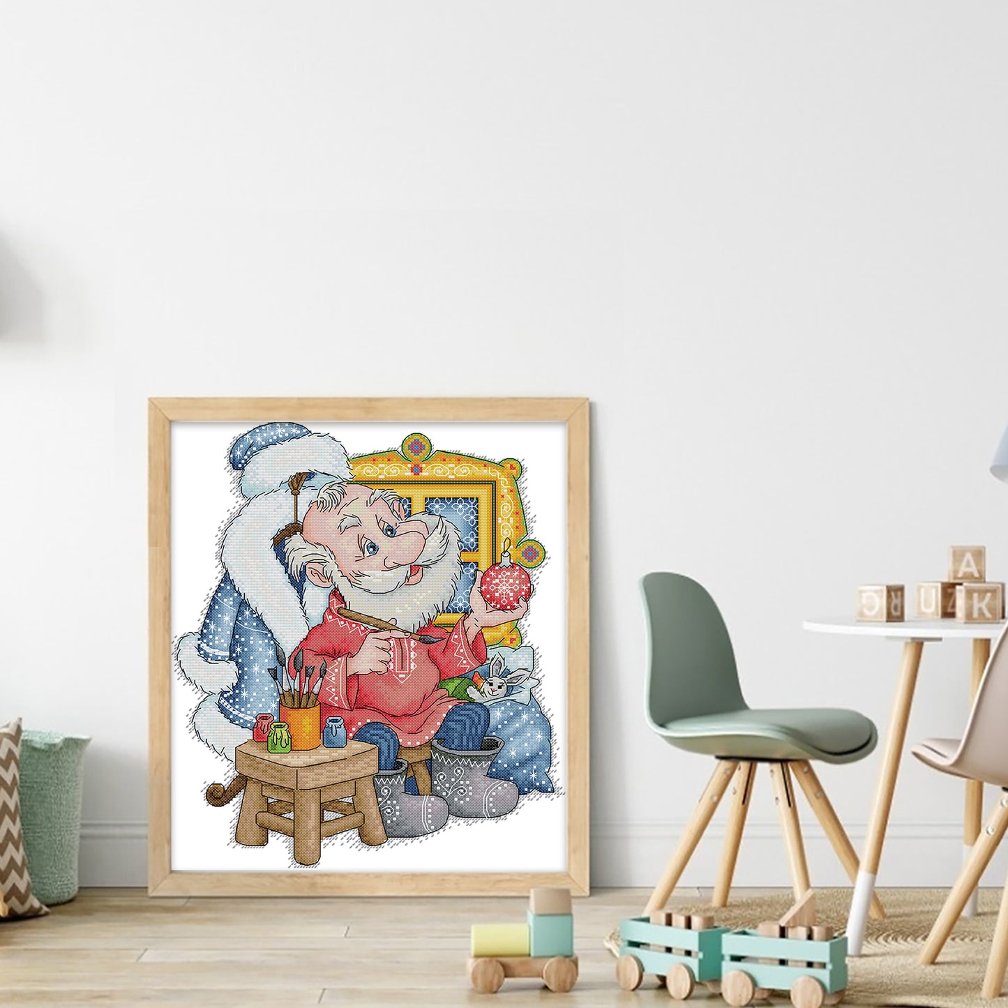 Santa Claus Studio - Partial 14CT Stamped Cross Stitch 32x36CM - Joy Sunday Backstitch+Half Cross Stitch