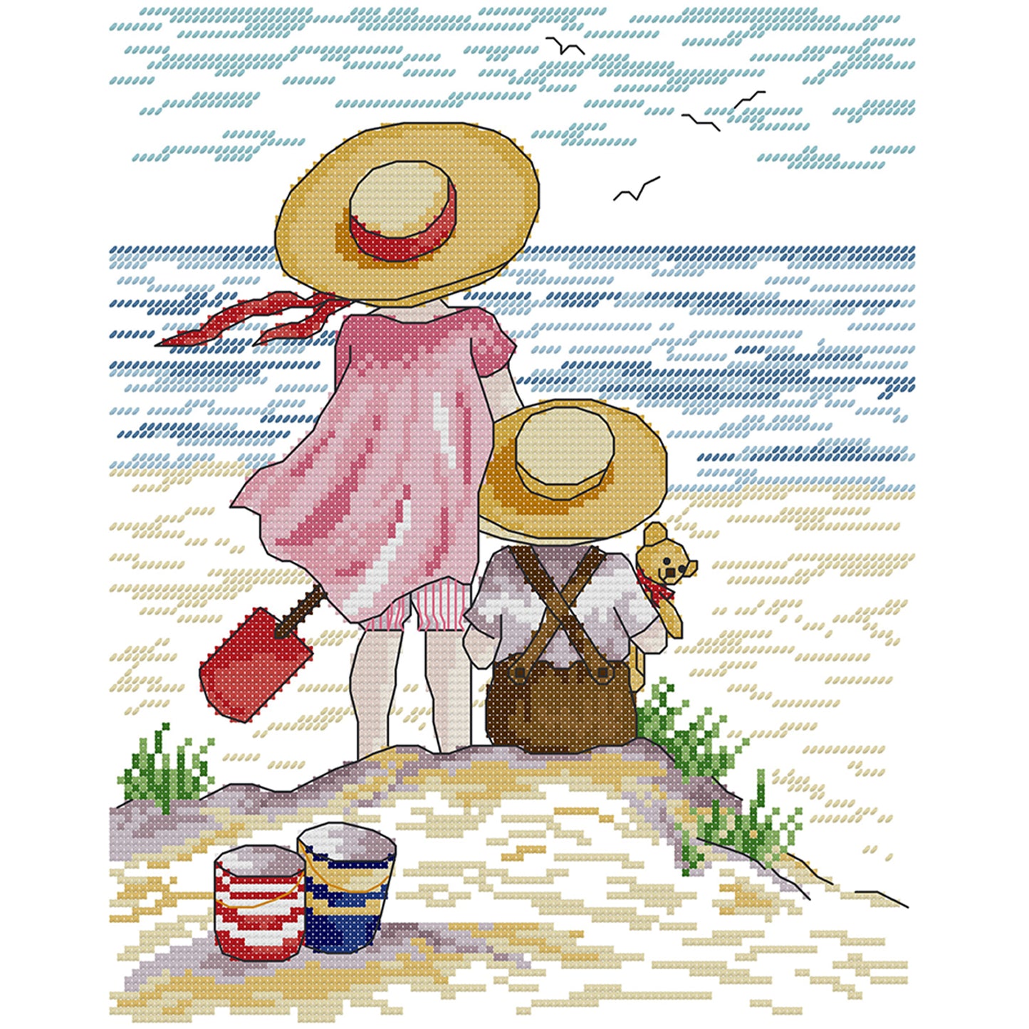Across The Strait - Partial 14CT Stamped Cross Stitch 27x32CM - Joy Sunday Backstitch+Half Cross Stitch