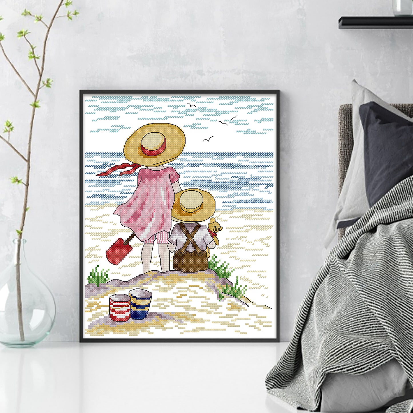 Across The Strait - Partial 14CT Stamped Cross Stitch 27x32CM - Joy Sunday Backstitch+Half Cross Stitch