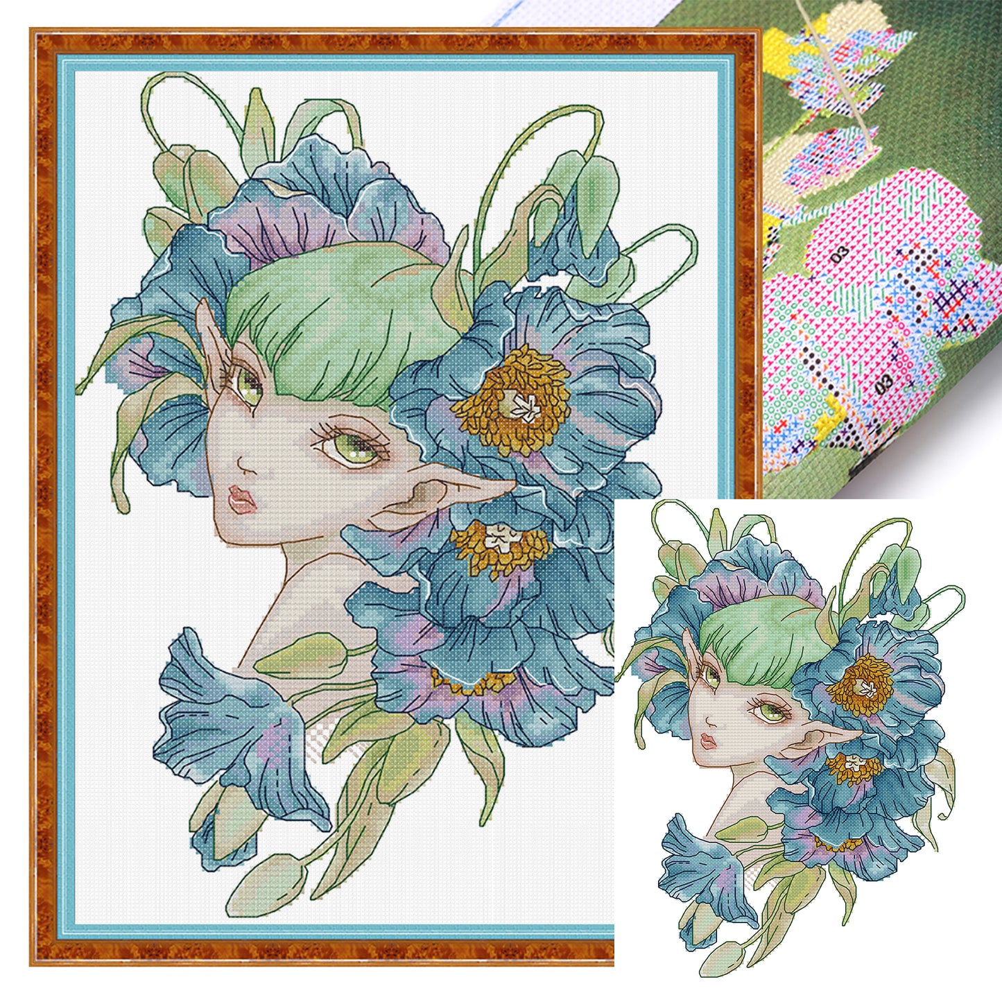 Orchid Fairy - Partial 14CT Stamped Cross Stitch 26x34CM - Joy Sunday Backstitch+Half Cross Stitch