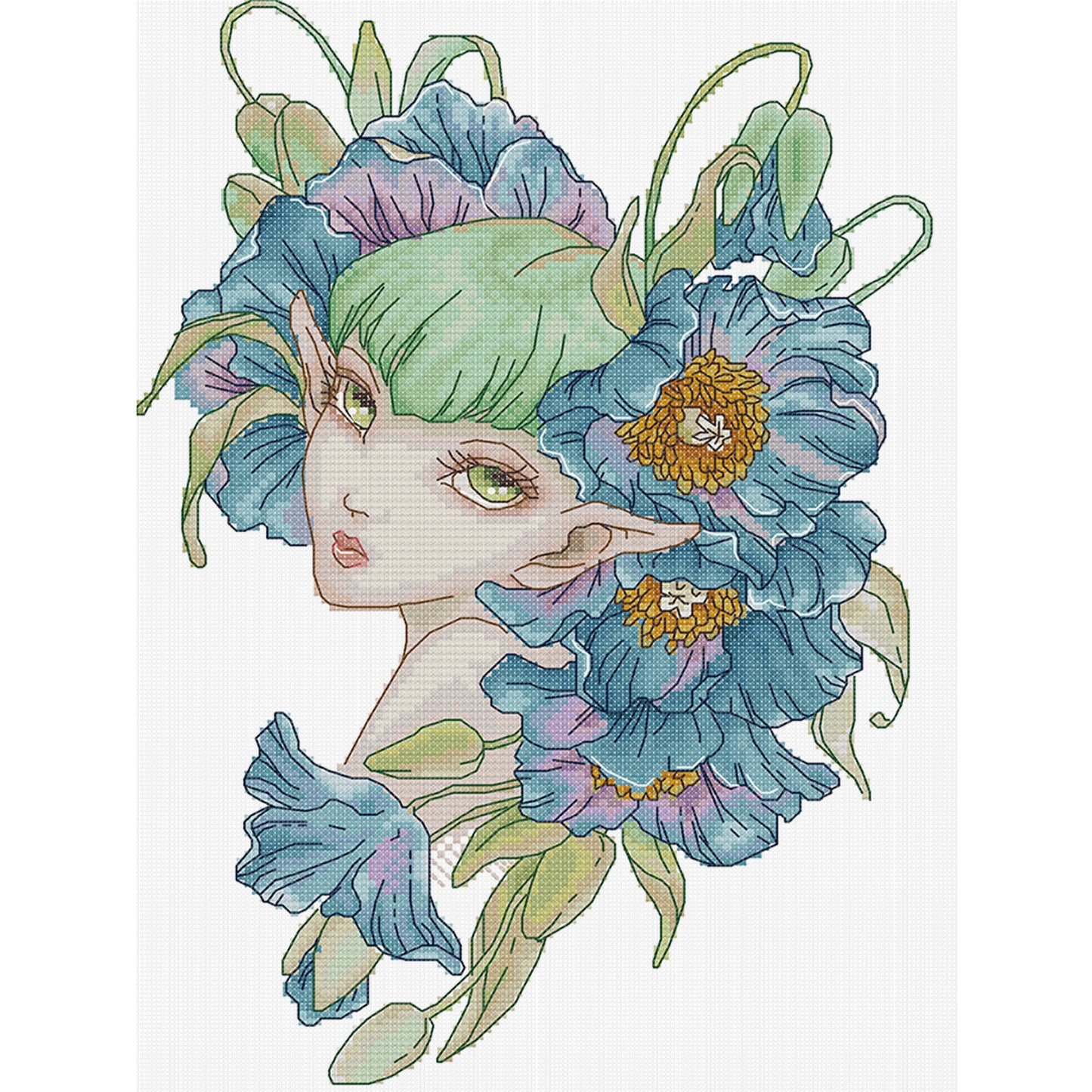 Orchid Fairy - Partial 14CT Stamped Cross Stitch 26x34CM - Joy Sunday Backstitch+Half Cross Stitch