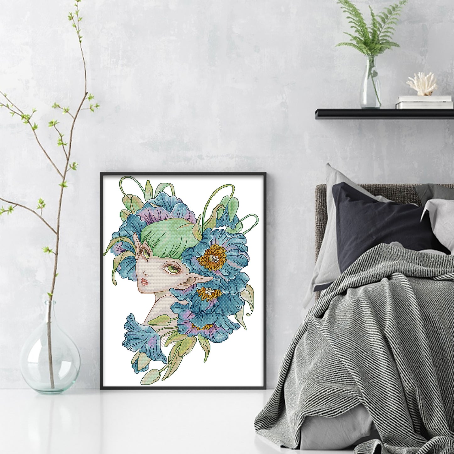 Orchid Fairy - Partial 14CT Stamped Cross Stitch 26x34CM - Joy Sunday Backstitch+Half Cross Stitch