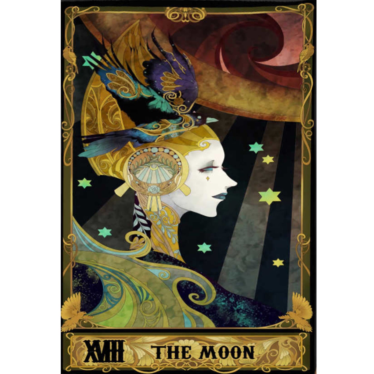 Tarot Series - The Moon - Full 11CT Stamped Cross Stitch 50x70CM - Huacan
