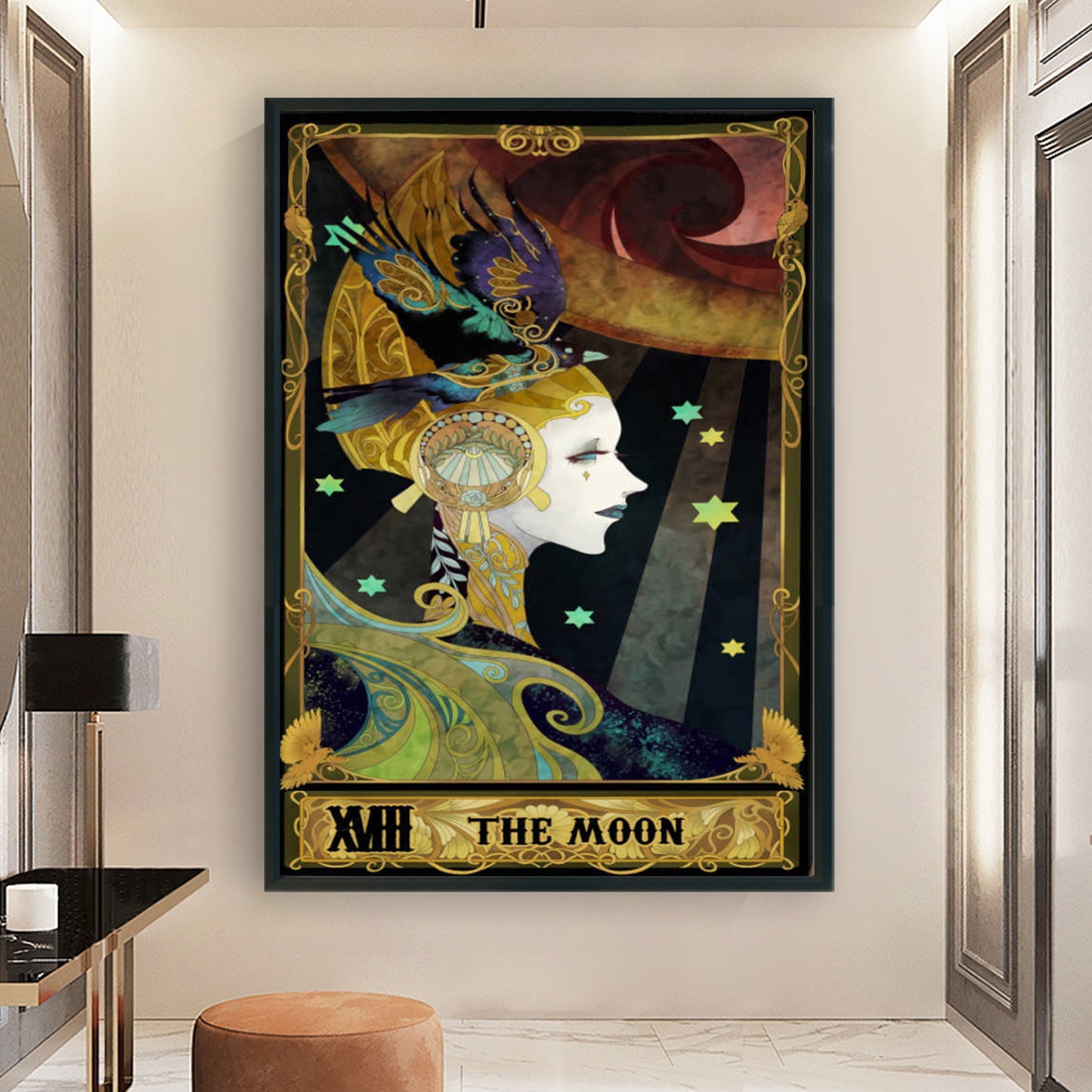 Tarot Series - The Moon - Full 11CT Stamped Cross Stitch 50x70CM - Huacan