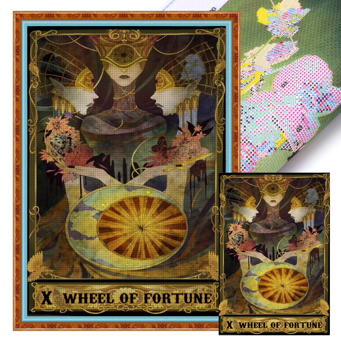 Tarot Series - Wheel Of Fortune - Full 11CT Stamped Cross Stitch 50x70CM - Huacan