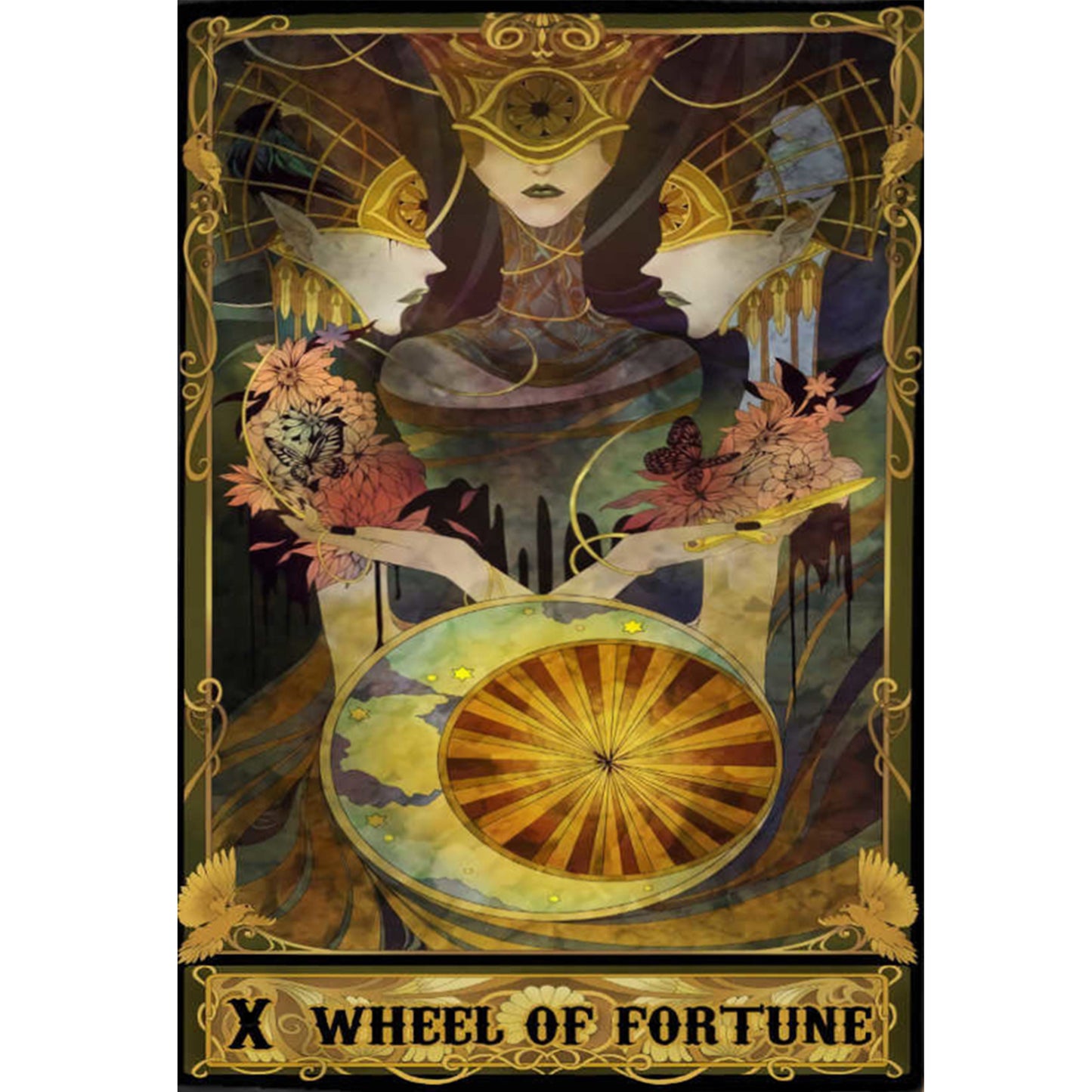 Tarot Series - Wheel Of Fortune - Full 11CT Stamped Cross Stitch 50x70CM - Huacan