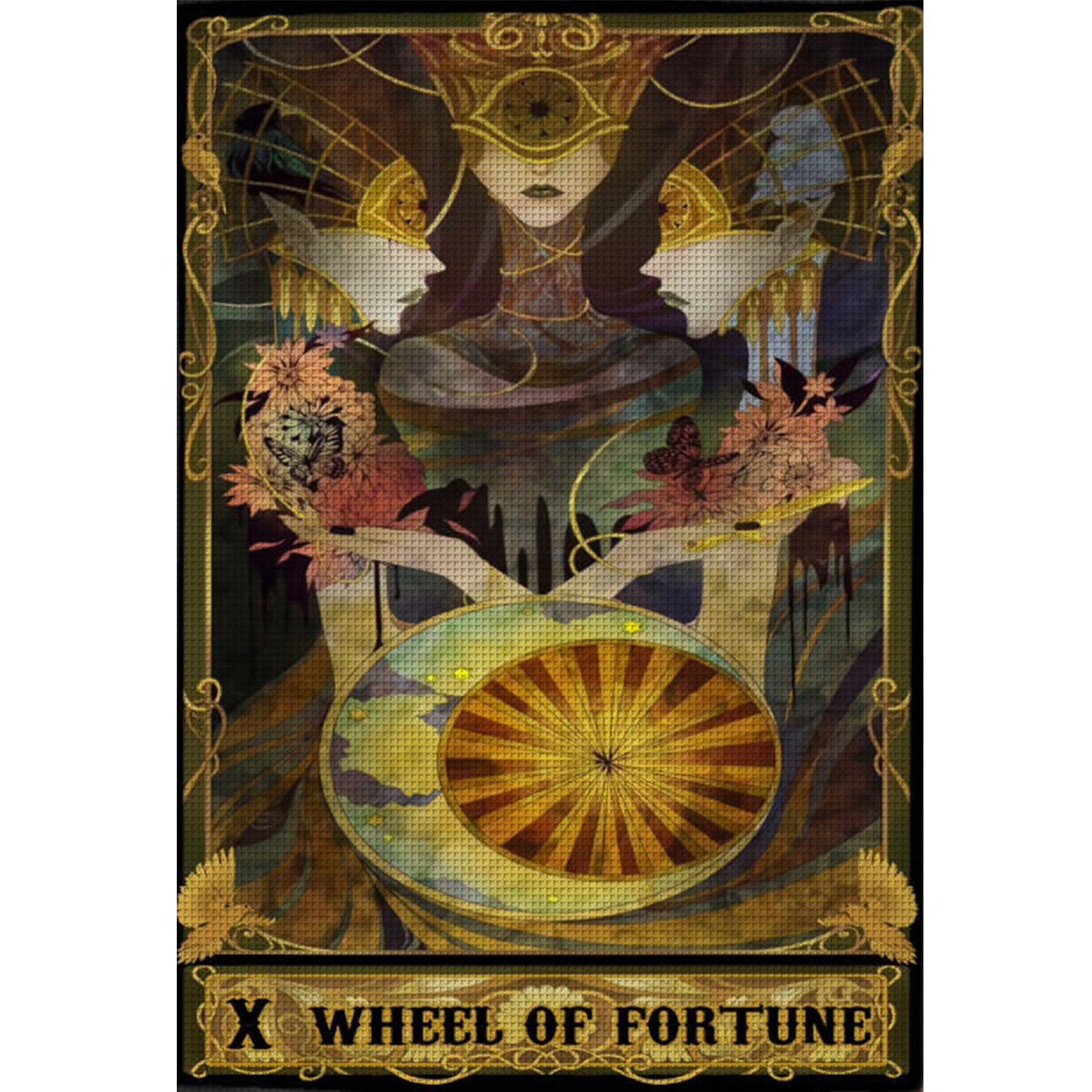 Tarot Series - Wheel Of Fortune - Full 11CT Stamped Cross Stitch 50x70CM - Huacan
