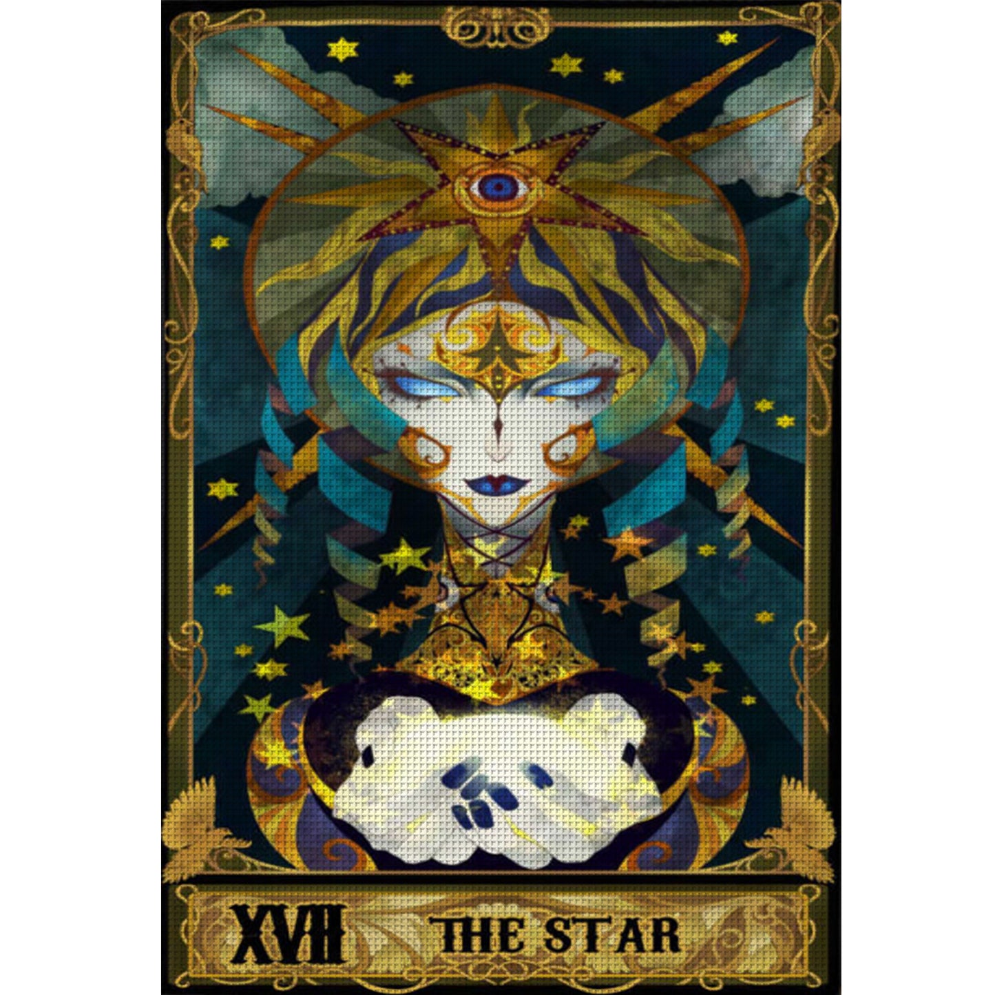 Tarot Series - The Stars - Full 11CT Stamped Cross Stitch 50x70CM - Huacan
