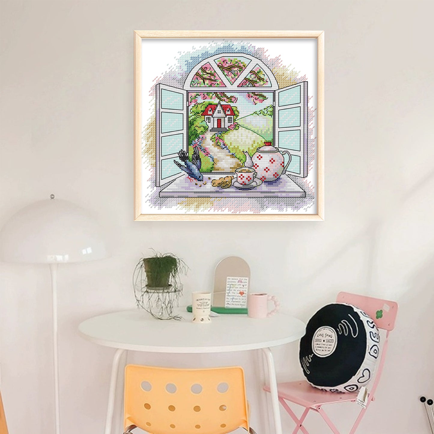 Morning Tea In Spring - Partial 14CT Stamped Cross Stitch 22x22CM - Joy Sunday Backstitch+Half Cross Stitch