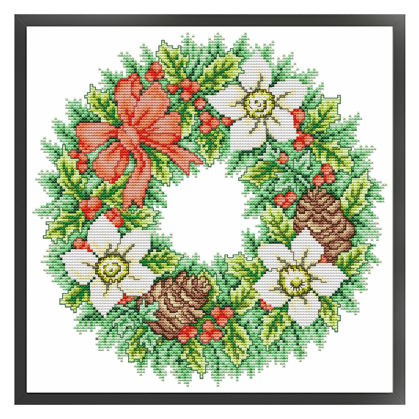 Flower Wreath - Partial 14CT Stamped Cross Stitch 31x31CM - Joy Sunday Backstitch