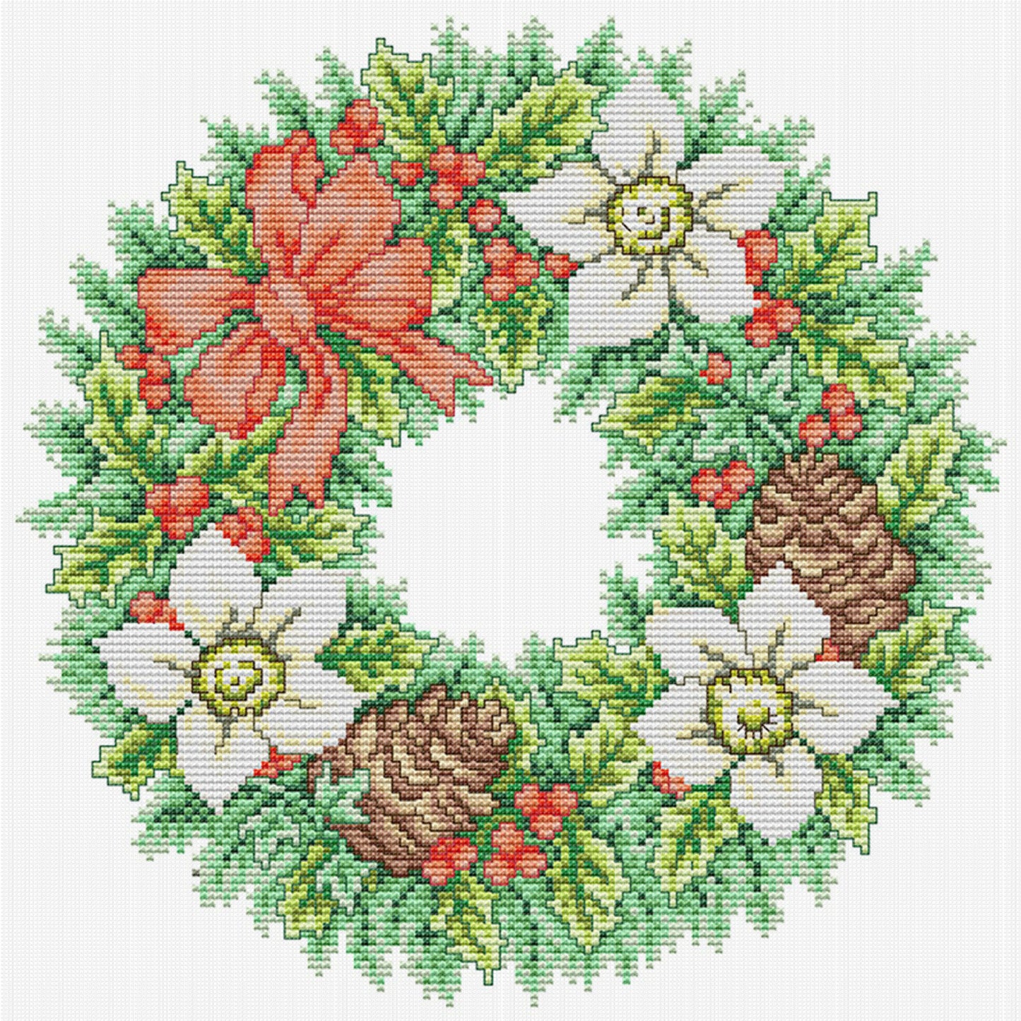 Flower Wreath - Partial 14CT Stamped Cross Stitch 31x31CM - Joy Sunday Backstitch