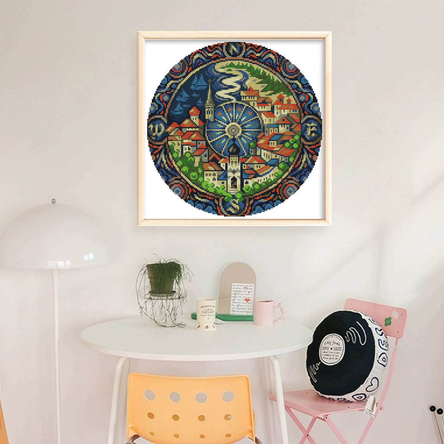 Small Town - Partial 14CT Stamped Cross Stitch 35x35CM - Joy Sunday