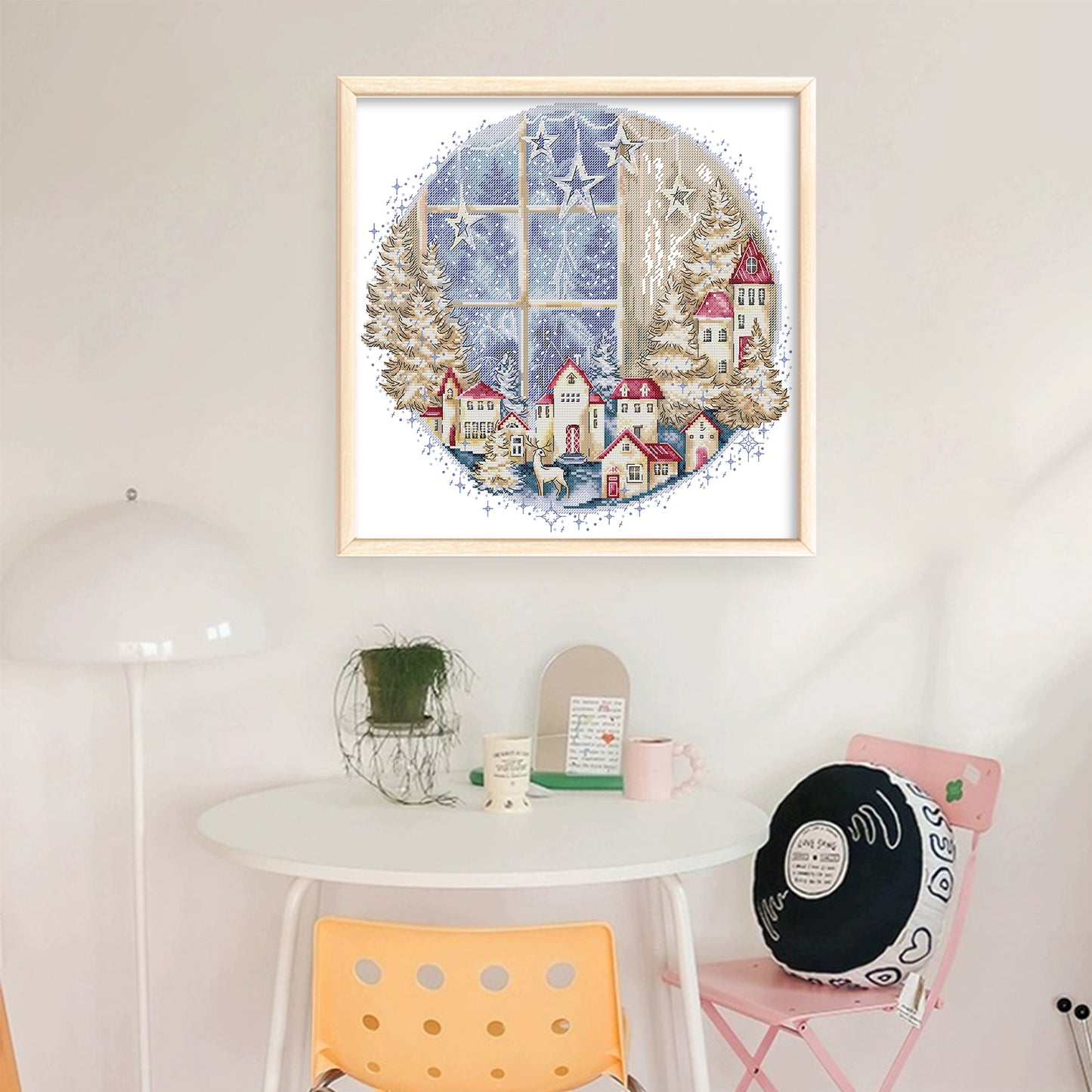 Snow View Outside Window - Partial 14CT Stamped Cross Stitch 40x38CM - Joy Sunday Backstitch+Half Cross Stitch