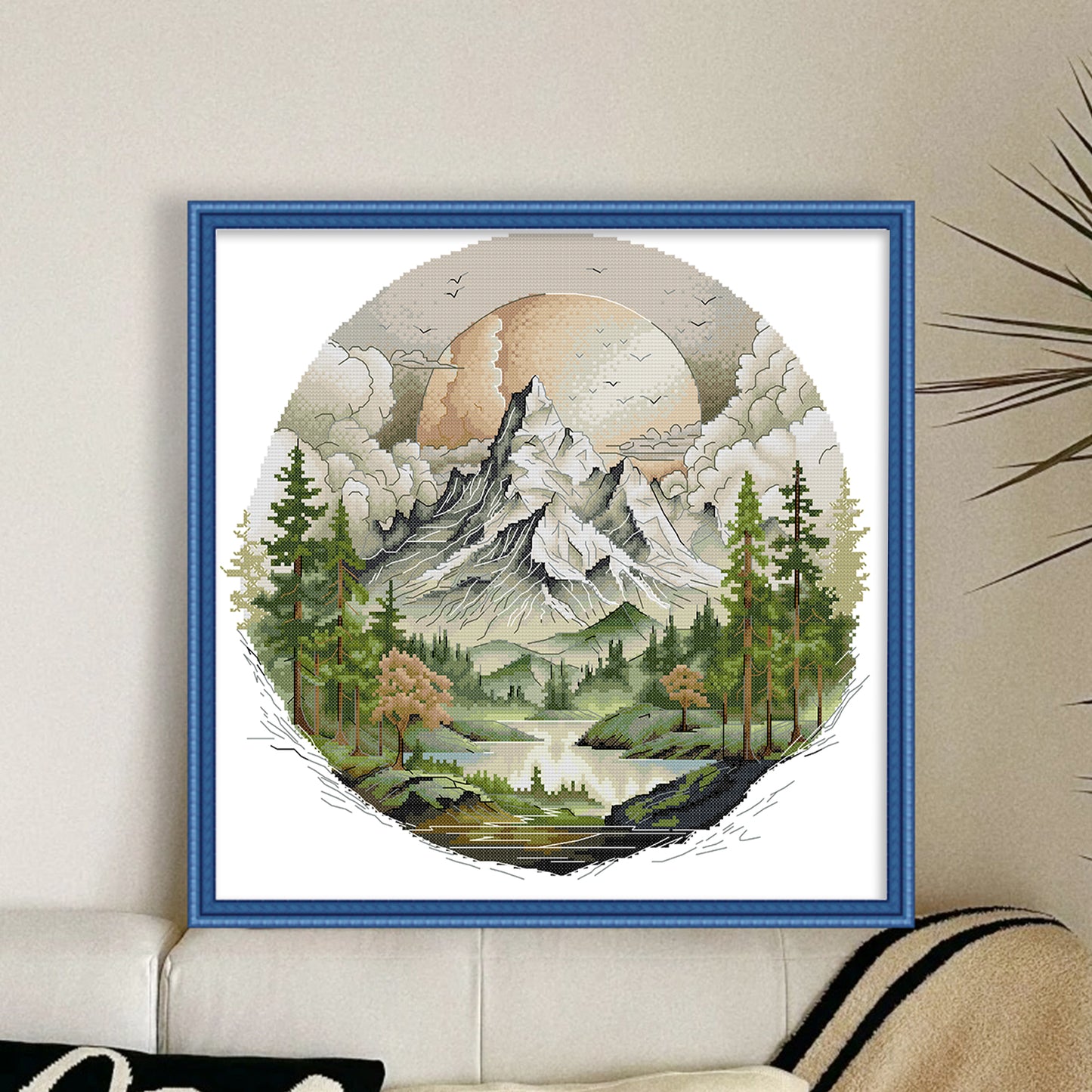 Sunrise Over Snowy Mountains - Partial 14CT Stamped Cross Stitch 44x42CM - Joy Sunday Backstitch