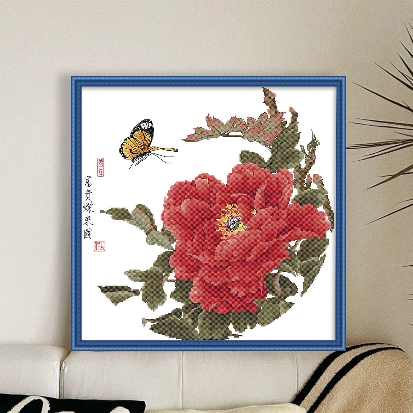 Butterflies And Fortune - Partial 14CT Stamped Cross Stitch 46x45CM - Joy Sunday Backstitch